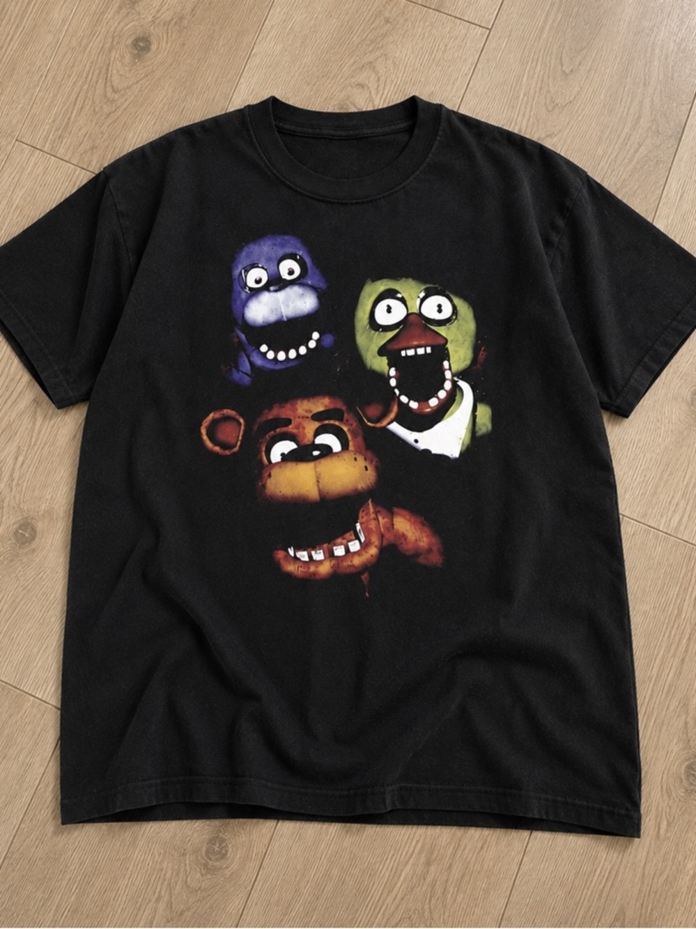 Five Nights at Freddy Horror Game Black Graphic T-Shirt